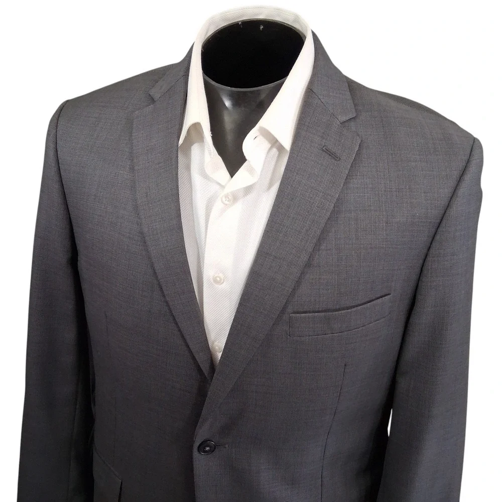 Jos. A. Bank Joseph Sport Coat 42R Gray Micro Houndstooth Slim Fit Double Vent